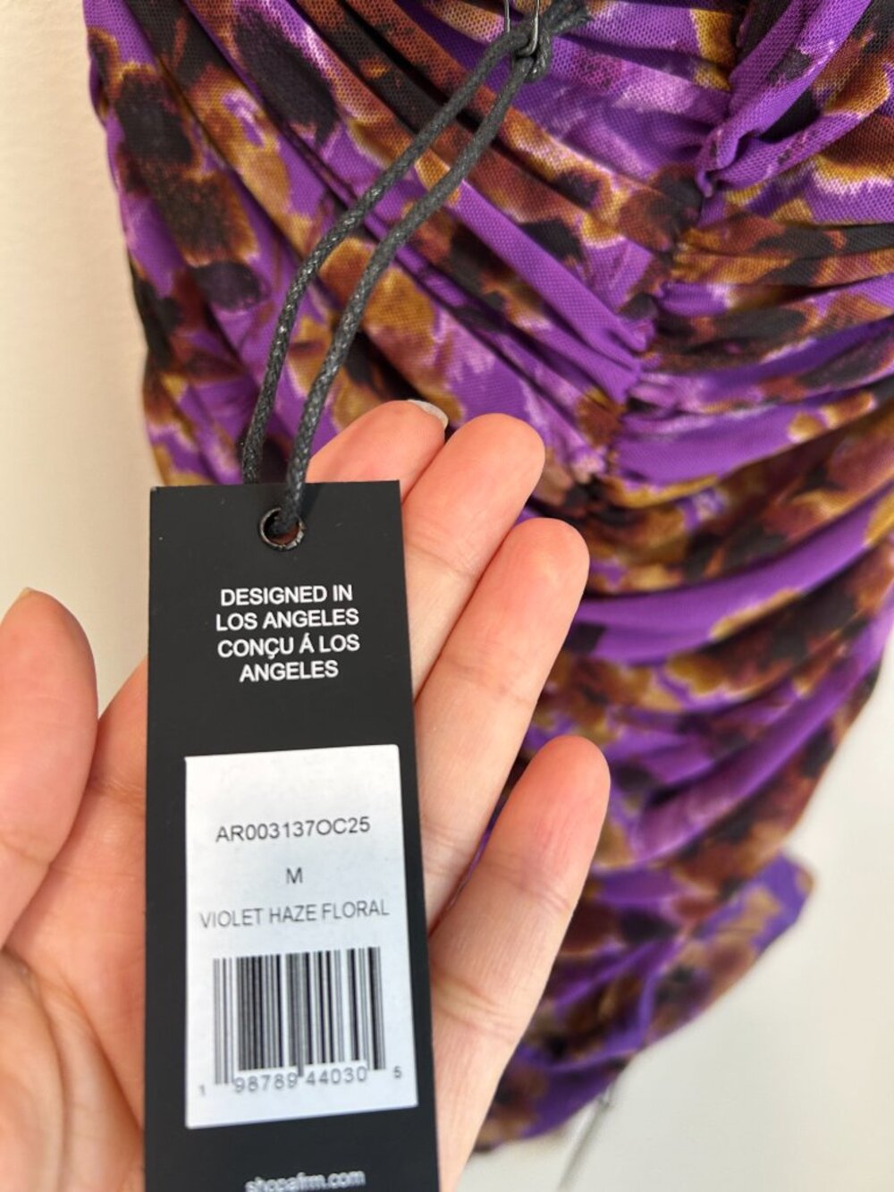 NWT AFRM Avi Bodysuit Purple Haze Floral Mesh Halter Y2K Going Out Top M - Picture 10 of 14